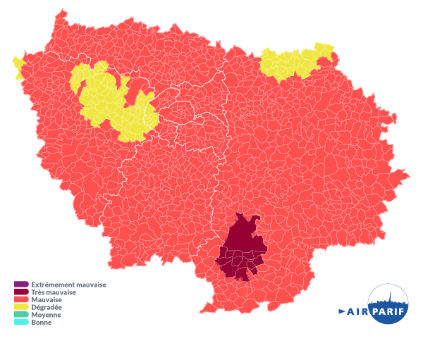 Indice de la qualité de l'air le mardi 14 juillet 2026 en Île-de-France