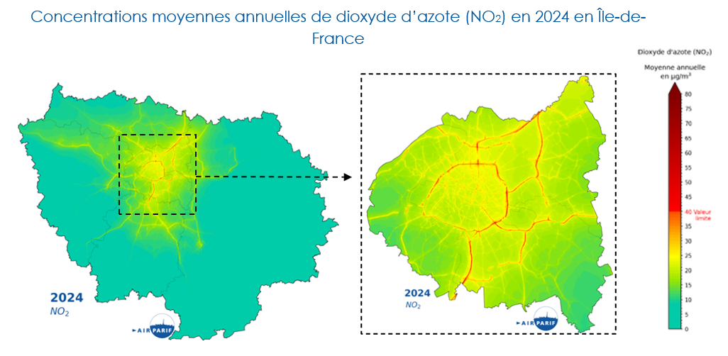 Carte NO2 IDF 2024